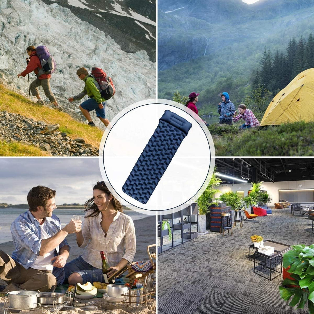 Isomatte Camping, Ultraleichte Aufblasbare Isomatte mit Kissen, wasserdichte und Feuchtigkeitsbestän