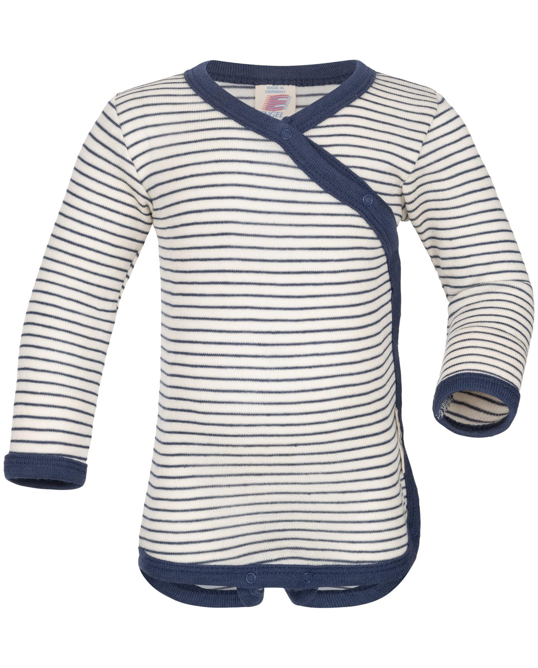 Engel Wickelbody langarm, Natur, Wolle (kbT) Seide 50-56 Natur/Marine, 50-56 Natur/Marine