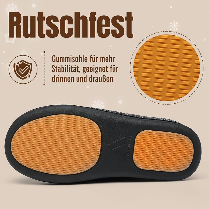 Mishansha Herren Damen Warme Hausschuhe Winter Memory Foam Plüsch Pantoffeln Rutschfest Slipper,Gr.3