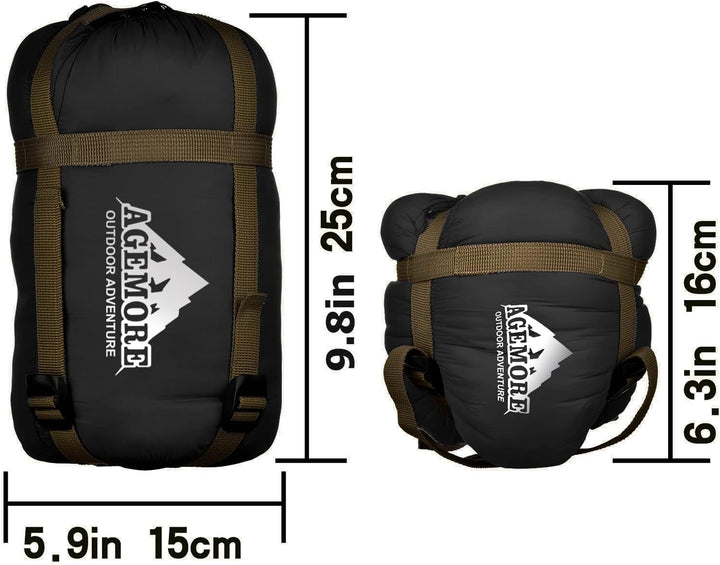 Agemore Schlafsack Leichte 3 Saison Schlafsack Hülse Form Mit Kapuze für Camping Wandern Trekking li