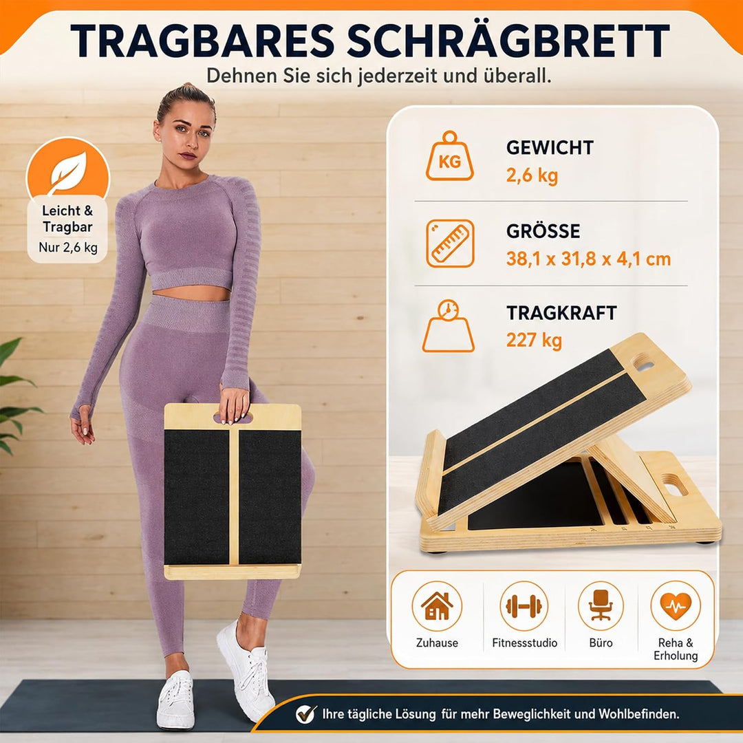 Tragbares Schrägbrett für Wadendehnung, verstellbares Neigungsbrett und Wadenstrecker, Physiotherapi