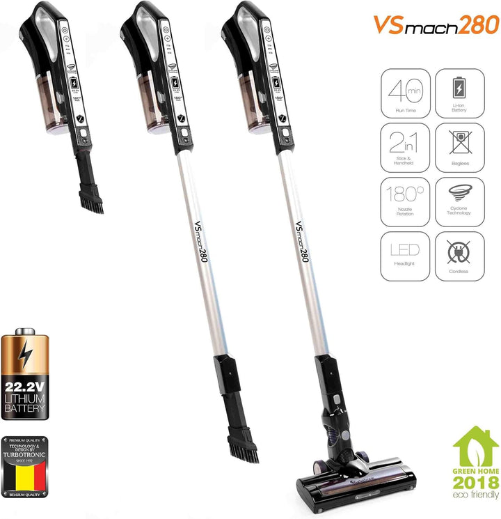 22.2 V Akku Staubsauger LI-ION Multi-Zyklon mit rotierender Bodenbürste Handstaubsauger Stiel Akku S