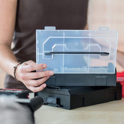 Bosch Sortimo L BOXX Mini anthrazit | 3 Stk. im Set Deckel transparent | Ideale Aufbewahrungsbox Sor