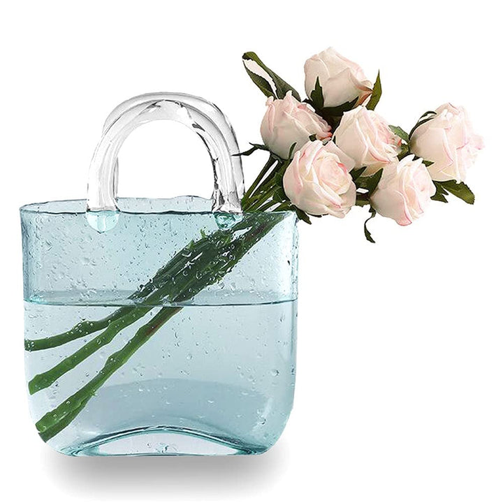 Candora Tasche Glasvasen für Dekoration Kreative Bubble Handtasche Blumenvase Desktop Glaskorb Vase