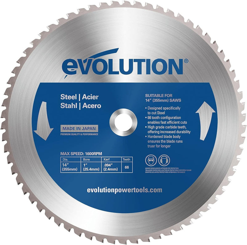 Evolution M355TCT-66CS - 355 mm Sägeblatt zum Schneiden von Baustahl - Metall-Sägeblatt mit Hartmeta