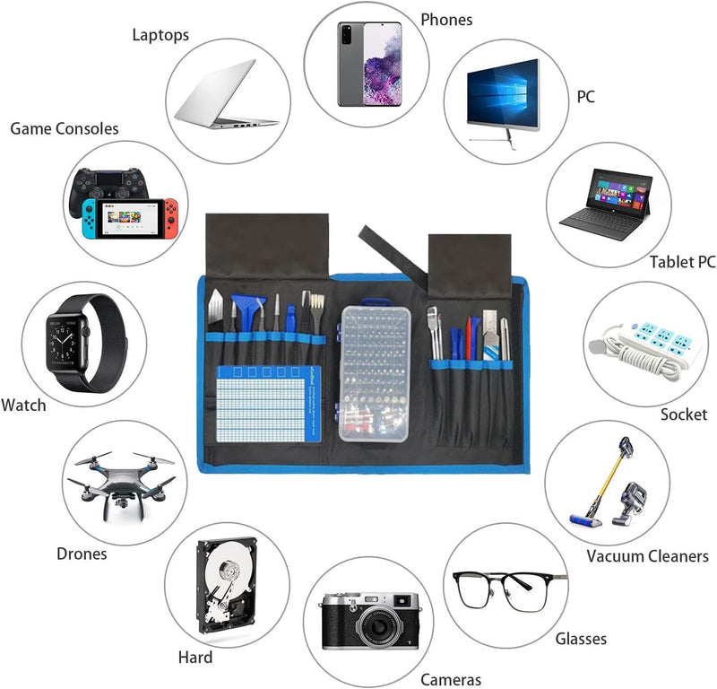 oGoDeal 155-in-1 Feinmechaniker Schraubendreher Werkzeug Set Reparaturwerkzeug für Computer, Brille,