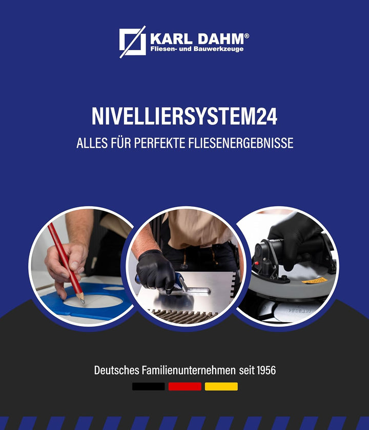 Nivelliersystem24 Starter-Set für 2mm Fugen 50 Zughauben + 150 Laschen im Eimer I Für 3-15mm Fliesen