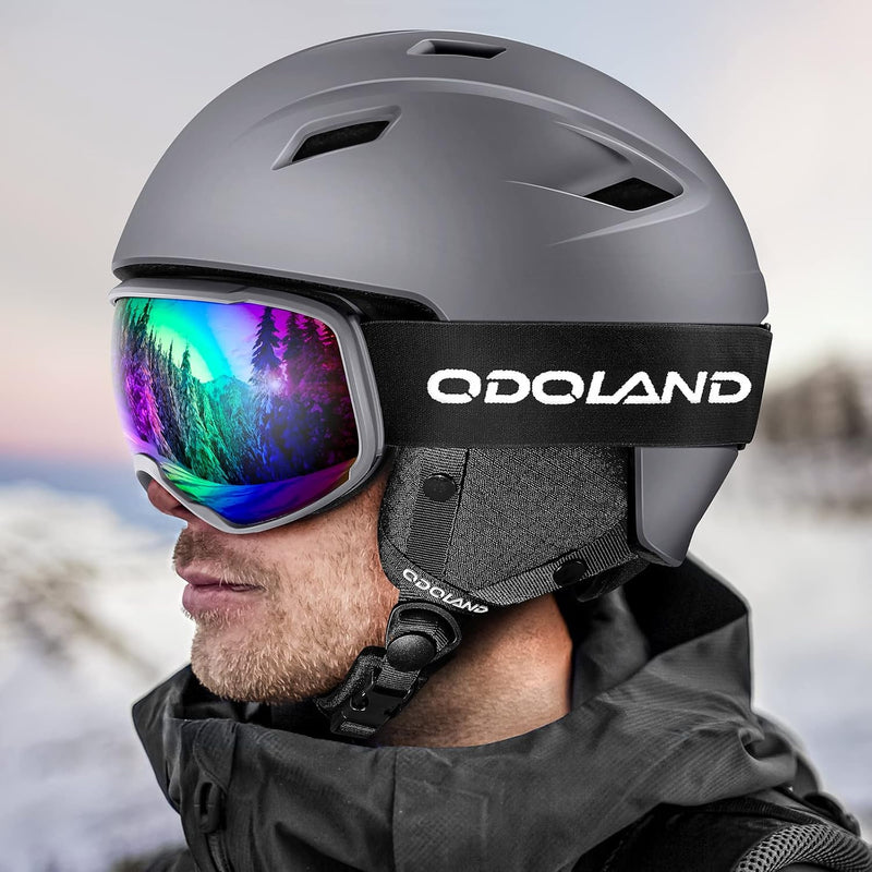 Odoland Skihelm und Skibrille Set Snowboardhelm mit Snowboardbrille für Damen und Herren Ski Goggles