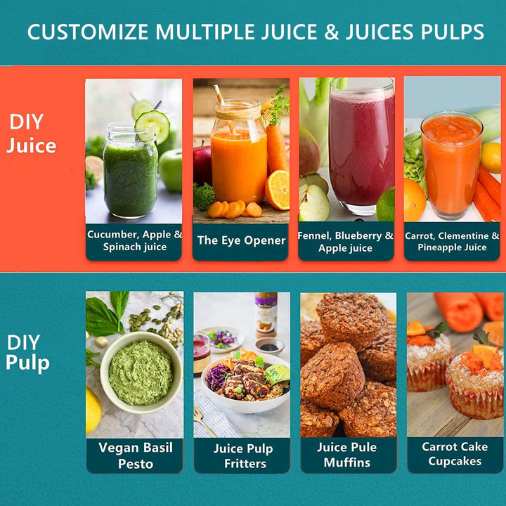 Juilist Entsafter für Obst und Gemüse, Saftpresse für 65MM Grosser Einfüllschacht, 600W juicer 2 Ges