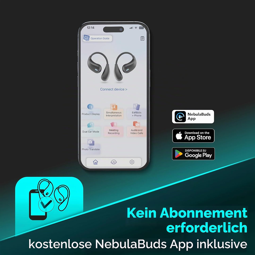 cellularline kabellose In-Ear-Kopfhörer NEBIT mit Sprachassistent, Echtzeitübersetzung in über 100 S