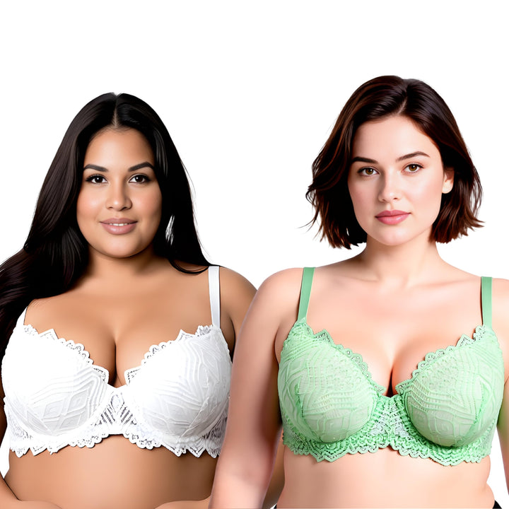 Curve Muse Damen Übergrösse Bügel Hochdrücken 1 Tasse hinzufügen Bügel Perfekte Form Spitzen-BHS 95E