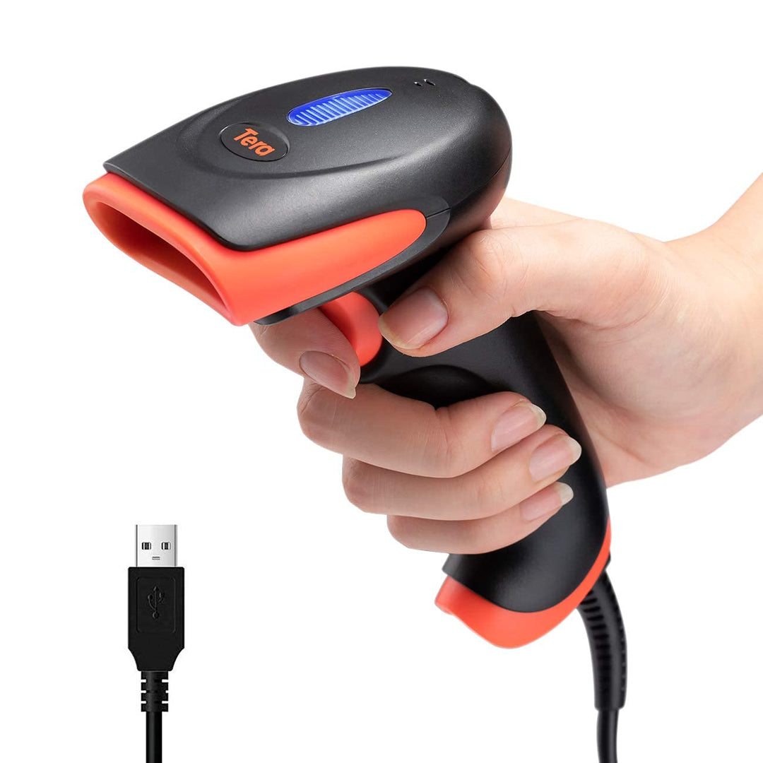 Tera Pro Barcode-Scanner mit USB-Kabel, Handheld-CD-Barcode-Lesegerät, 1D-Linear-Barcode-Scanner, su