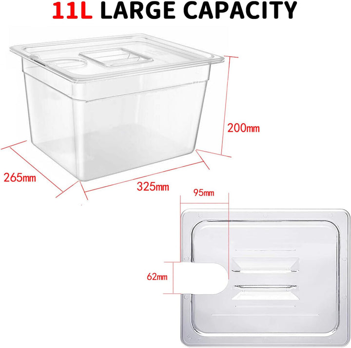 Sous Vide Behälter -11L mit Deckel und Rack für Sous Vide Stick Garer Mehrere Marken, Multifunktiona