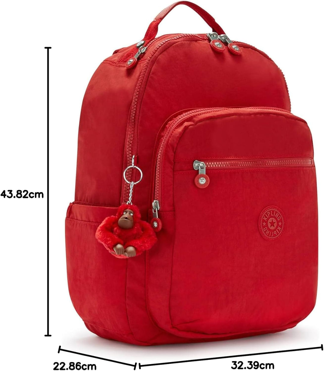 Kipling SEOUL Grosser Rucksack 12.75" L x 17.25" H x 9" D Cherry Tonal2, 12.75" L x 17.25" H x 9" D