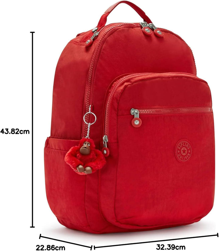 Kipling SEOUL Grosser Rucksack 12.75" L x 17.25" H x 9" D Cherry Tonal2, 12.75" L x 17.25" H x 9" D