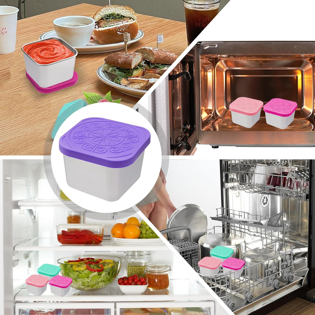 6 Stück Snack-Behälter, Salatdressing Behälter, 180ml Kleine Edelstahl Gewürzbehälter, Wiederverwend