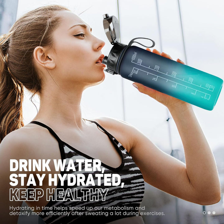 FULDENT Trinkflasche 1L Sport Wasserflasche [Trinkflasche BPA Frei] Trinkflasche mit rutschfest Gumm