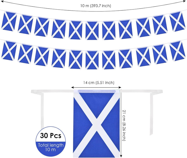 AhfuLife Schottland Fahnenkette Flaggenkette Wimpelkette, 4 Stück 30 Flaggen Beidseitig Rechteck Sto