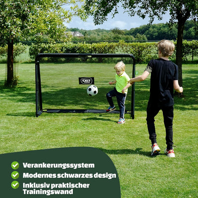 EXIT | Hochwertige Fussballtore aus Stahl - Enthält eine Trainingswand und EIN stabiles Verankerungs