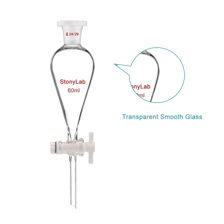 stonylab Scheidetrichter Glas, Borosilikatglas 60 ml Scheidetrichter Heavy Wall Conical Separatory F