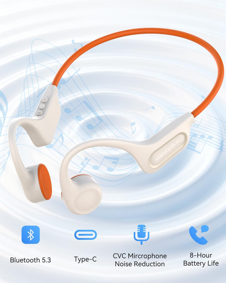 MONODEAL Knochenschall Kopfhörer Bluetooth 5.3 Open-Ear Kopfhörer, Typ-C Ladeanschluss, IPX6 wasserd