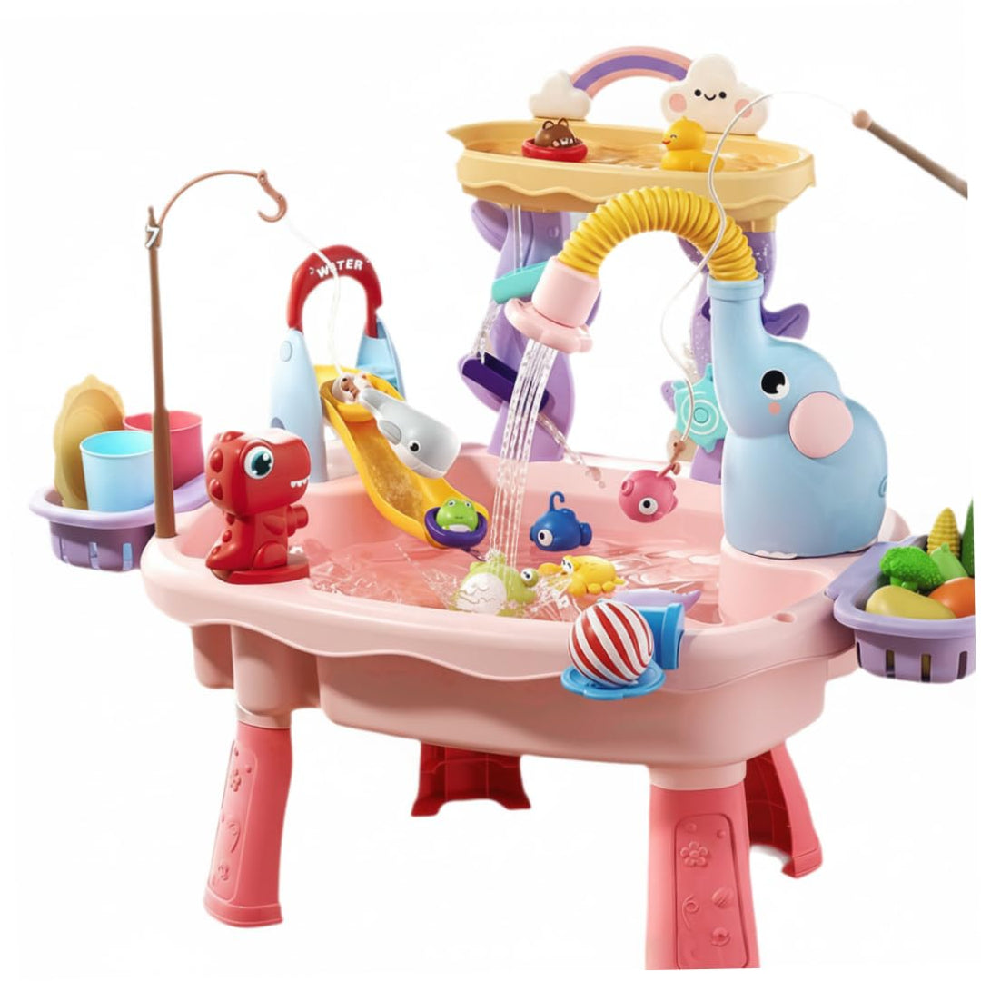 Wasserspieltisch Doppelschichtiger Wassertisch für Kinder mit Umlaufrutsche und sensorischem Angelsp
