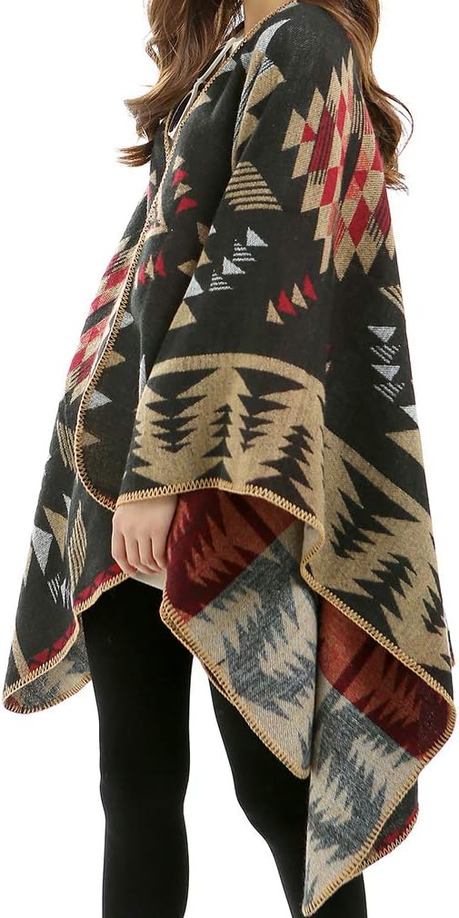 Lifetooler Poncho Damen Winter Strick Cape Cardigan Übergrosse Poncho Schal Elegant Warm Wendeumhang