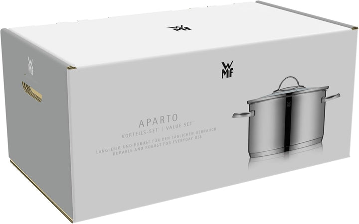 WMF Aparto Topfset 5-teilig mit Glasdeckel, Induktionsgeeignet, Cromargan Edelstahl, poliert, Indukt