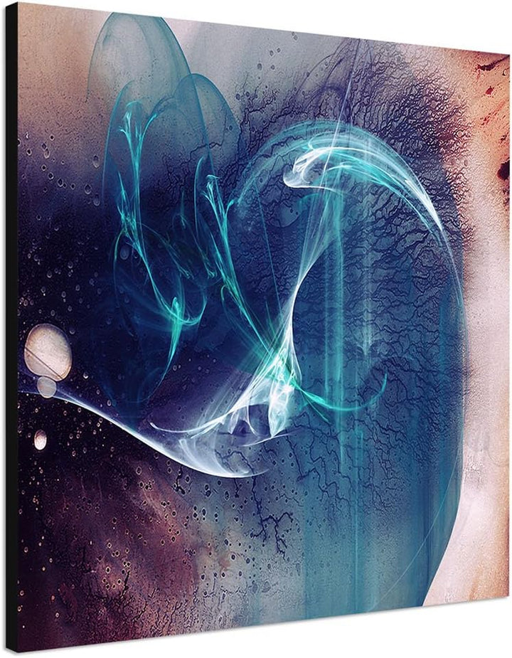 Paul Sinus Art Abstrakt342_60x60cm Bild auf Leinwand Koralle Lichtschweif Abstraktes Motiv quadratis