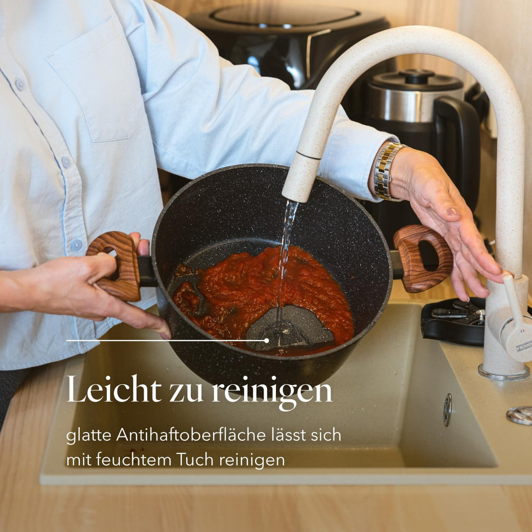 FLORINA Aluminiumtopf MASTER BLACK 24 cm 4L | Antihaftbeschichtung | Für alle Herdarten inkl. Indukt