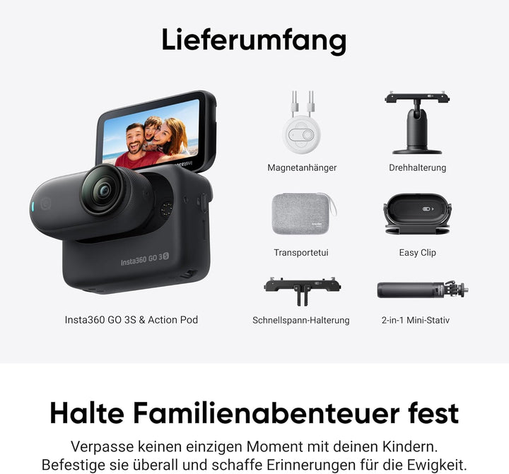 Insta360 GO 3S Reise-Bundle - Tragbare 4K Mini-Kamera, Freihand-POVs, Überall anbringbar, Stabilisie