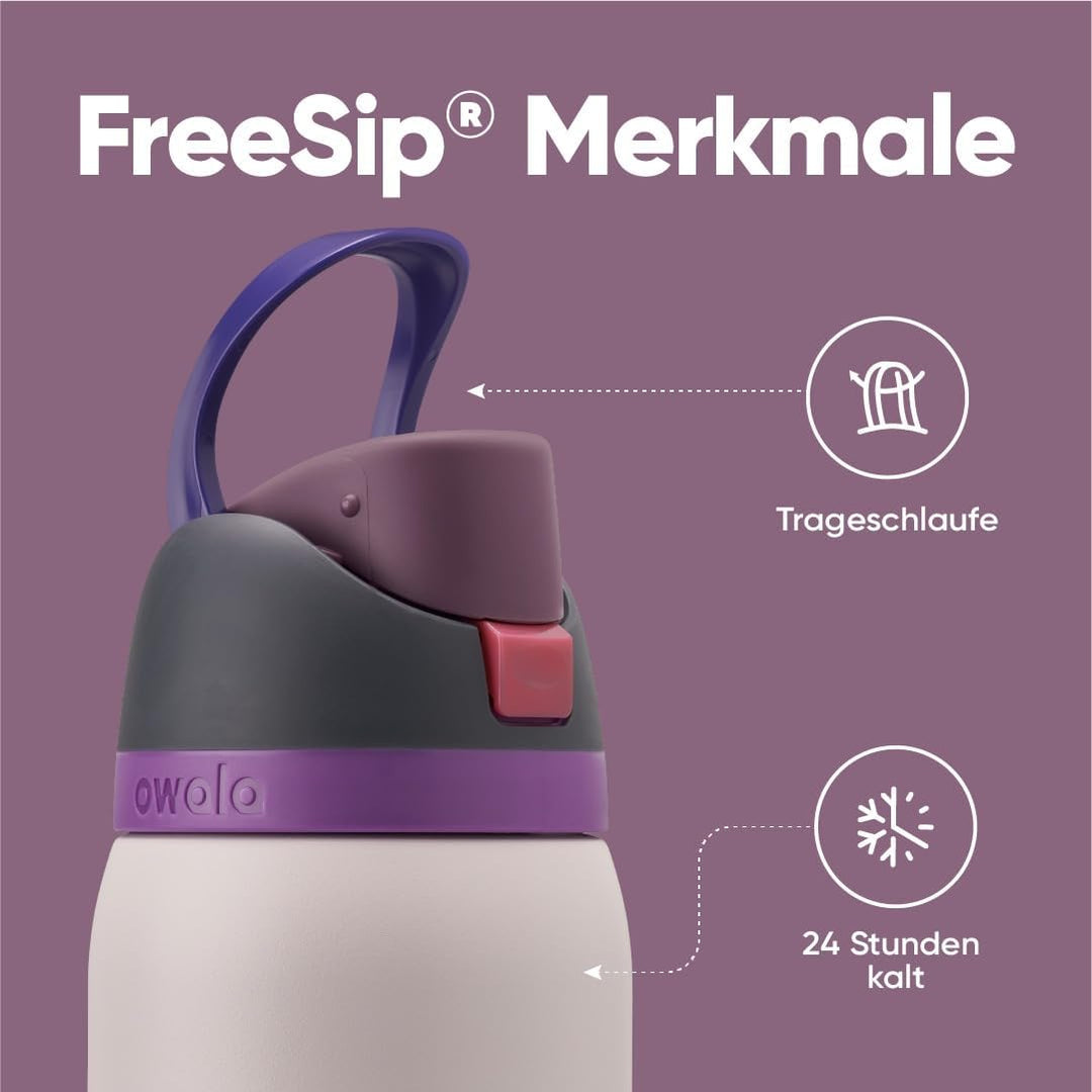 Owala FreeSip Isolierte Edelstahl-Wasserflasche mit Strohhalm für Sport und Reisen, auslaufsicher, B