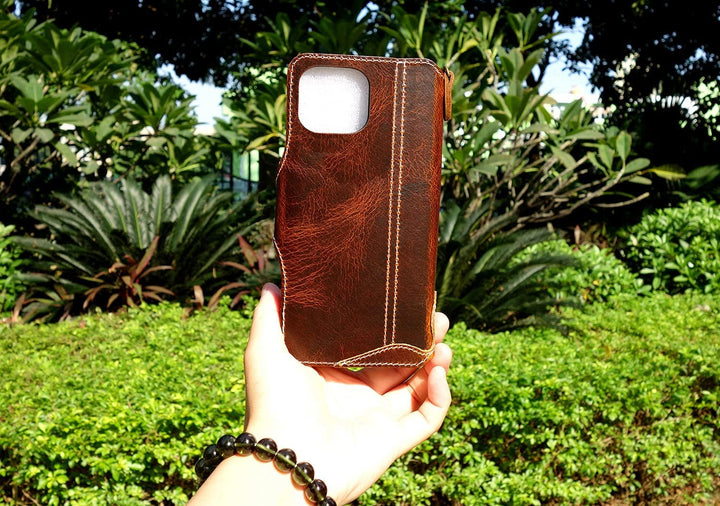 Yogurt Lederhülle für iPhone 13, Hülle Ledertasche Echtleder Case Handyhülle für iPhone 13, 6.1 Zoll