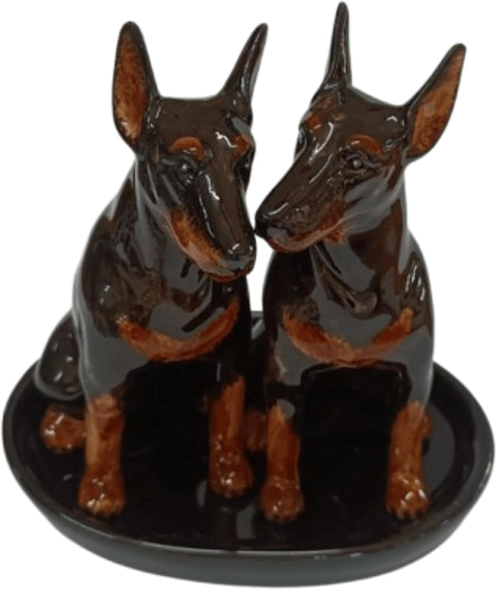 Keramik Salz und Pfefferstreuer Set mit Hundemotiv (Dobermann)