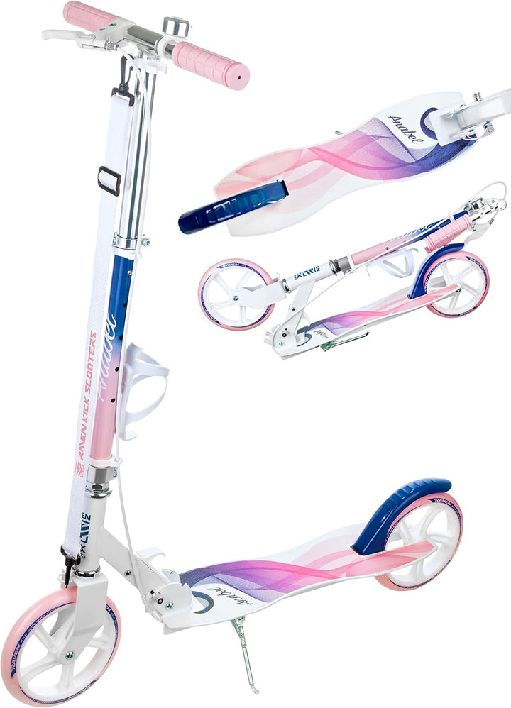 Raven Scooter, Roller, Tretroller, Kinderroller, 200mm mit Handbremse Anabel Navy/Pink, Anabel Navy/
