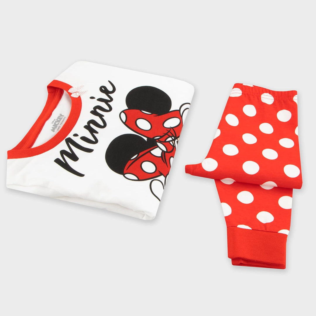Disney Minnie Maus Schlafanzug | Baumwolle Schlafanzug Mädchen | Pyjama Kinder Lang 122 Mehrfarbig,