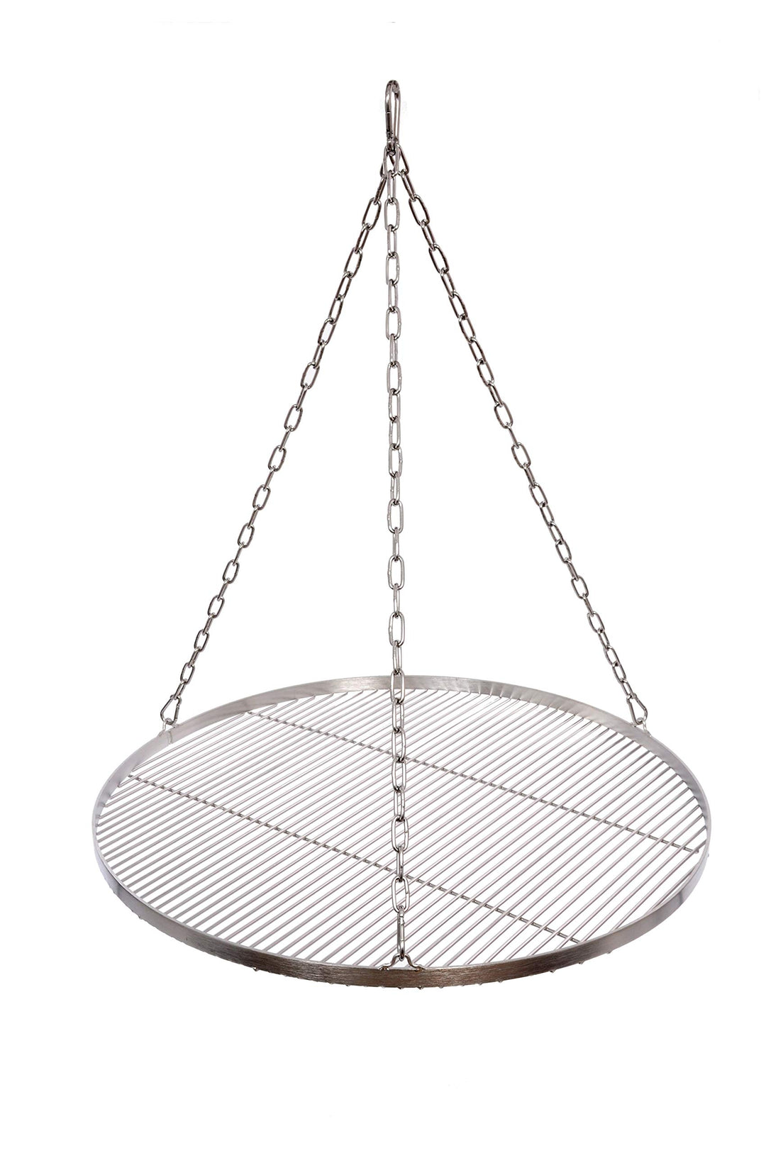 Grillrost Ø 60 cm mit Kette Edelstahl 4 mm Grillstabdicke Stababstand 10 mm für Schwenkgrill BBQ Dre