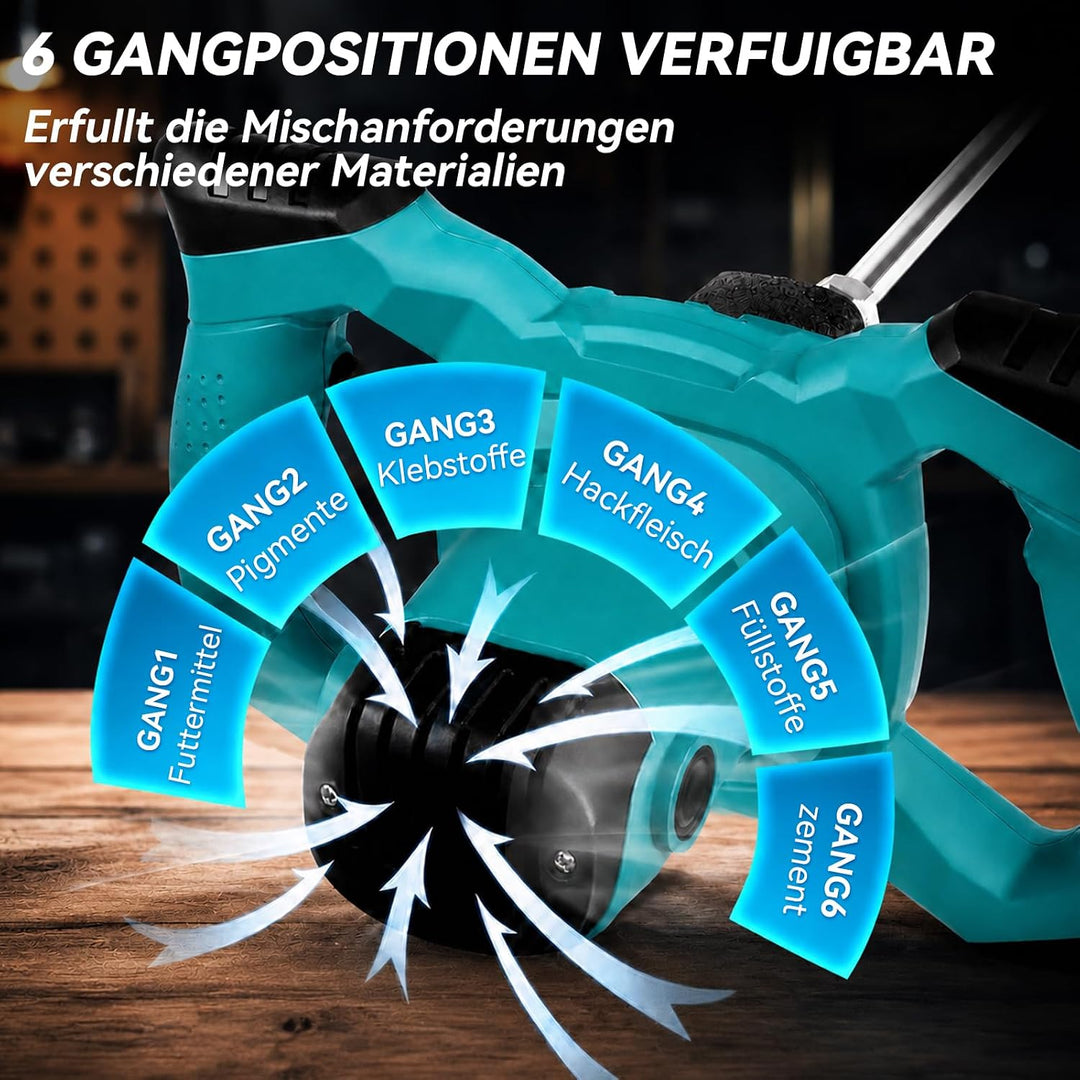 Mörtelrührer, 2400W Rührwerk mit 6-Gang-Getriebe, 1200r/min Quirl Mörtelrührer, Bürstenloser Reiner