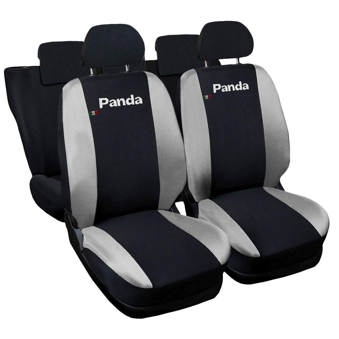 Lupex Shop Panda.013b.Gc2 New Panda zweifarbige Sitzbezüge - mit geteilte Rückbank 1/3 - schwarz hel
