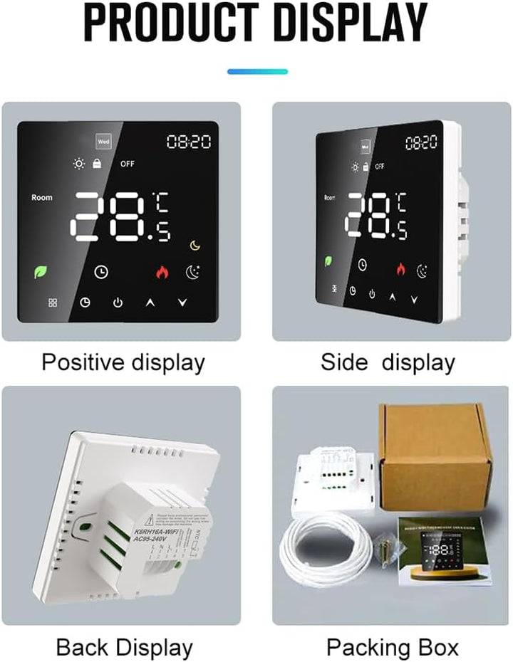 Thermostat Fussbodenheizung, Raumthermostat Thermostat Heizung Smart Elektrisch WiFi Touchscreen Spr