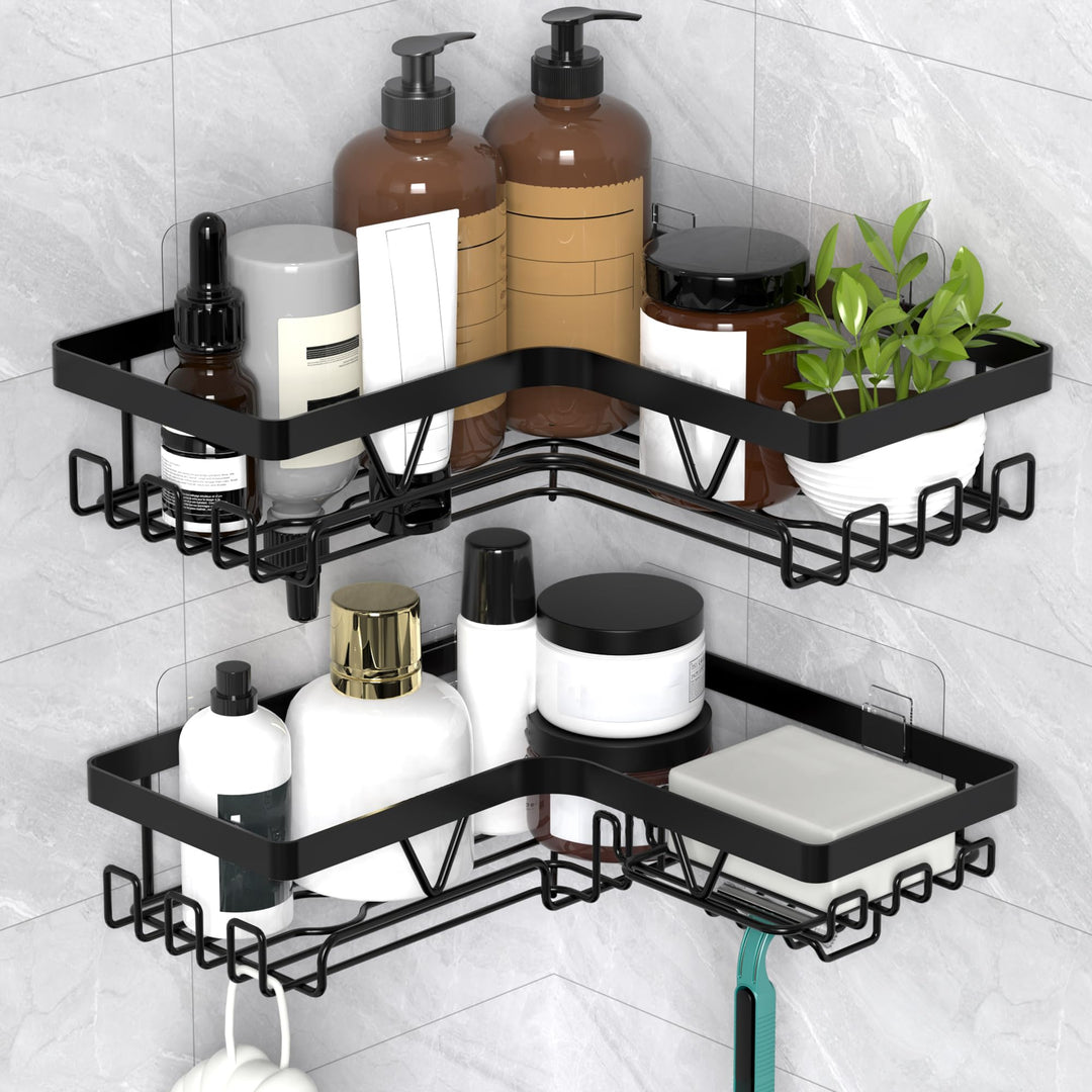 Kegii Duschablage ohne Bohren Ecke - Duschregal Schwarz Badezimmer Organizer Badregal ohne Bohren Du