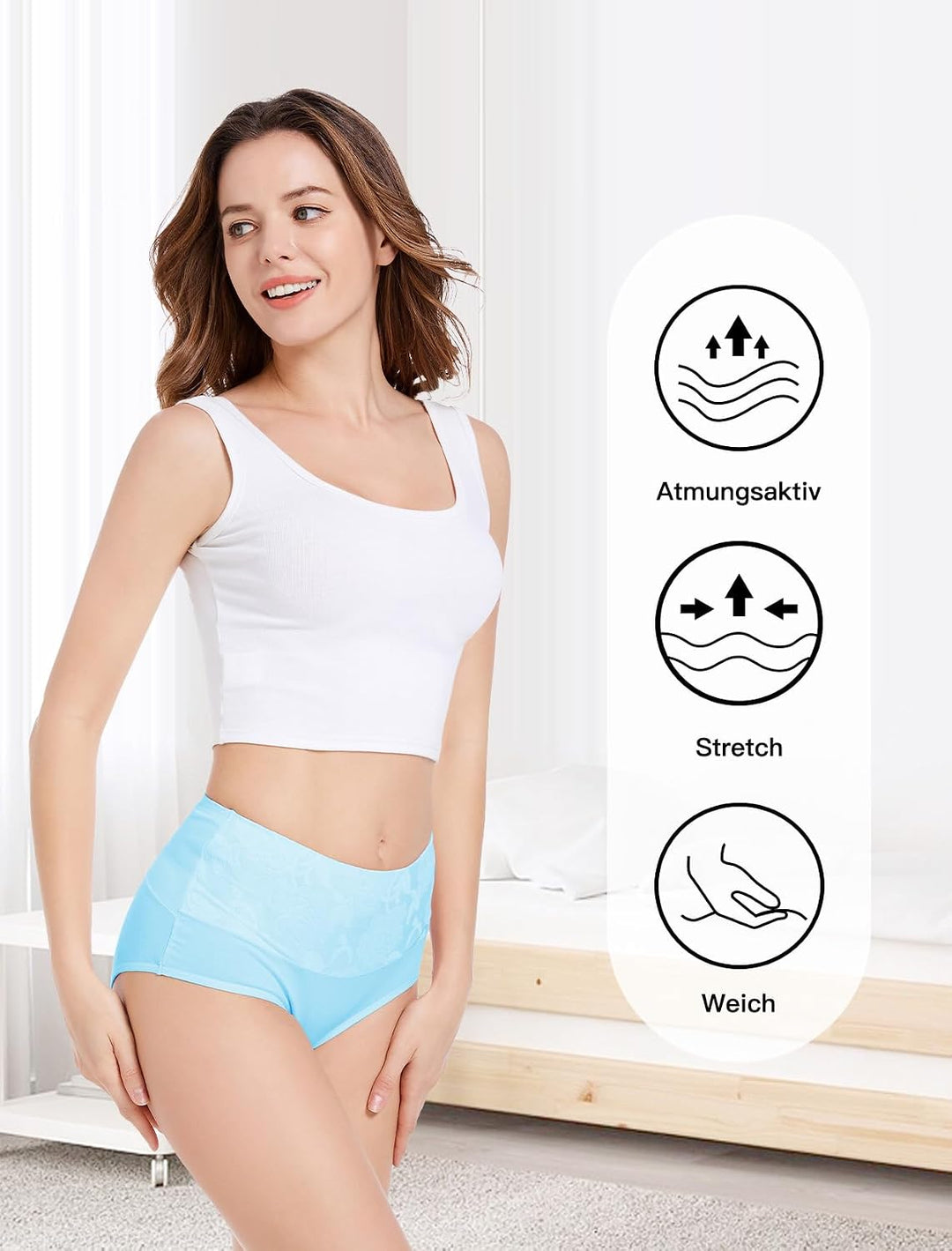 HAVVIS Unterhosen Damen Stretch Baumwolle Hohe Taille Slips Weich Atmungsaktiv Bequeme Unterwäsche M