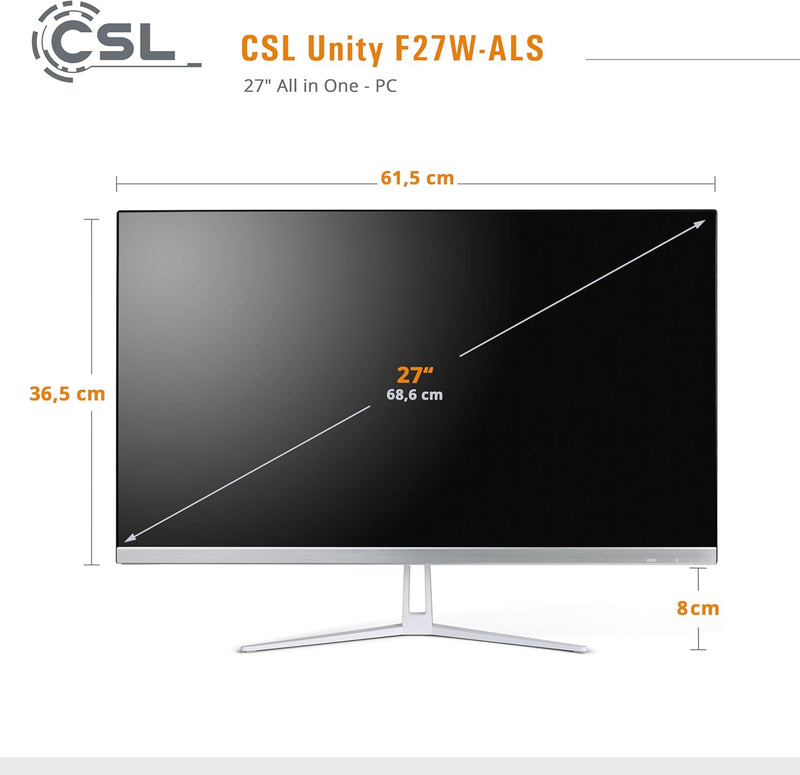 All-in-One-PC CSL Unity F27W-ALS, 68,58 cm (27 Zoll, 1920x1080 Full HD) - Leistungsstarker AIO (Inte