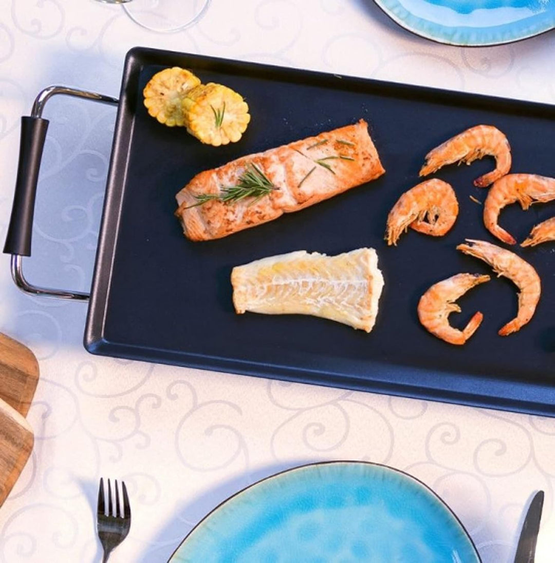 Bestron elektrischer Tischgrill, XXL Plancha-/Teppanyaki-Grillplatte mit Antihaftbeschichtung, Grill