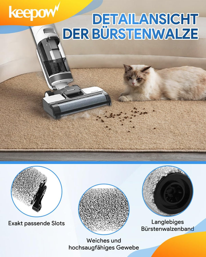 KEEPOW 4 Zubehörset Passend mit Tineco iFloor3 und Floor One S3 Nass-und Trockensauger, 2 HEPA-Filte