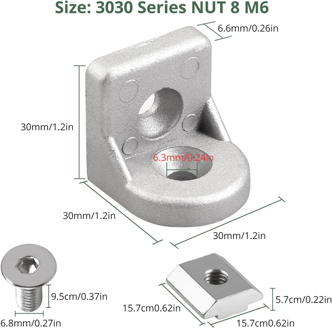 10x EYPINS Lenkwinkel Befestigungsmaterial Winkel, Aluprofil 30x30 Nut 8 Winkelverbinder Eckwinkel E