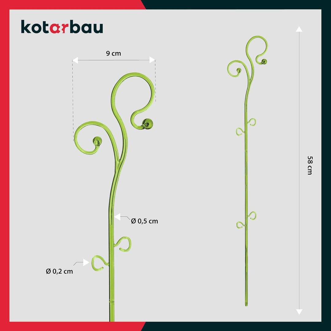 KOTARBAU® 2er Set Pflanzenstütze Grün PVC 58 cm Blumenstütze Rankhilfe Zimmerpflanzen Blumenstütze G