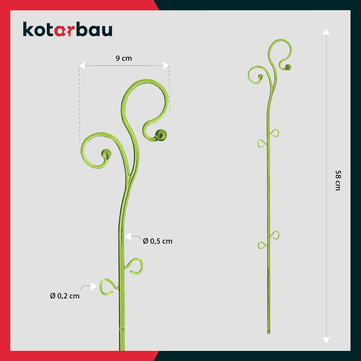 KOTARBAU® 6er Set Pflanzenstütze Grün PVC 58 cm Blumenstütze Rankhilfe Zimmerpflanzen Blumenstütze G