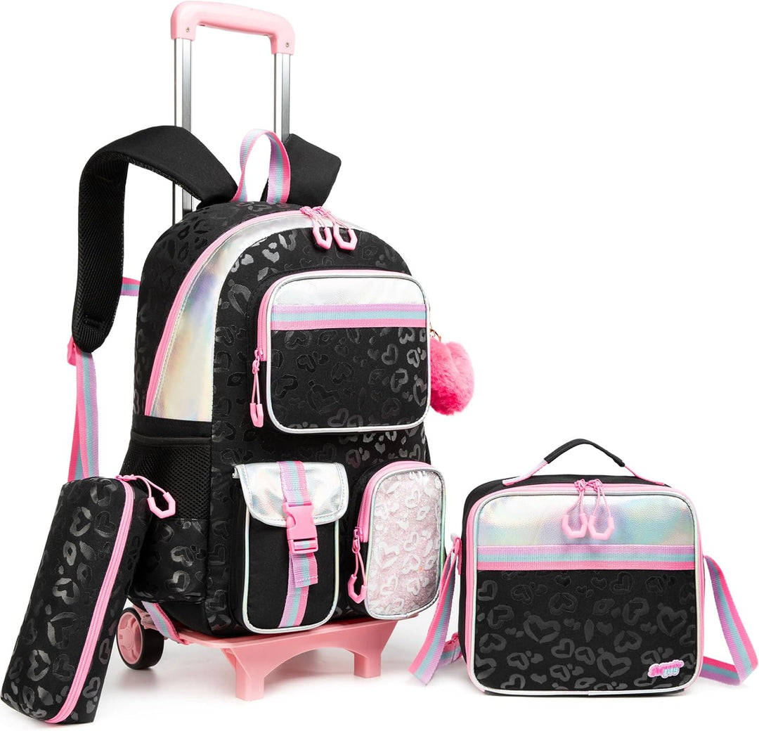 HTgroce Kinder Trolley Rucksack Schultasche Schulranzen Mädchen schultrolleys Schulrucksack Kinderko