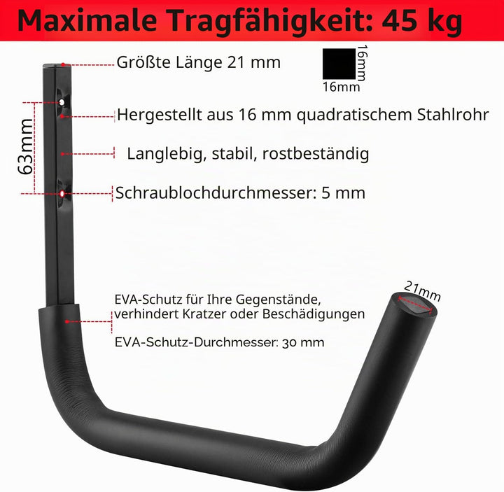 Robuste Kajak-Aufbewahrungsregale, 38,8 cm Wandhalterung, Garagenhaken für Kajak, Kanu, Surfbrett, P